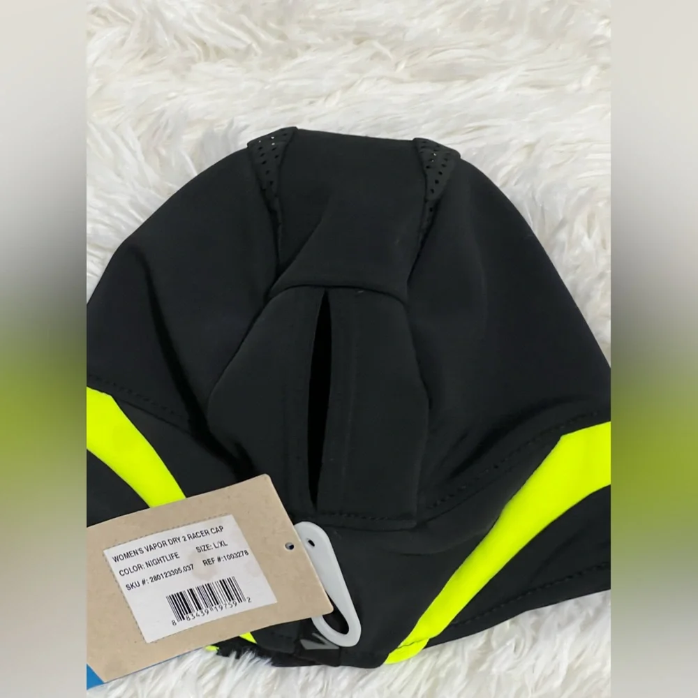 Brooks Women’s Vapor Dry 2 Racer Running Cap Hat Black Neon Yellow L/XL NWT